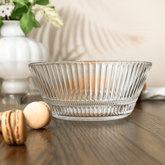 Glasschale 2,1 L mit Reliefstruktur konisch Servierschale Salatschüssel Salatschale Obstschale Dessertschale