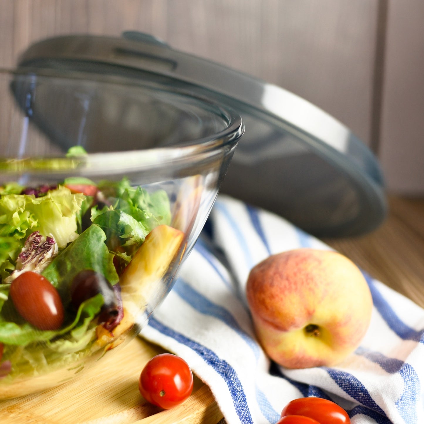 Glasschale mit Deckel groß 4,4L Salatschale Borosilikatglas Glasschüsse Schalel