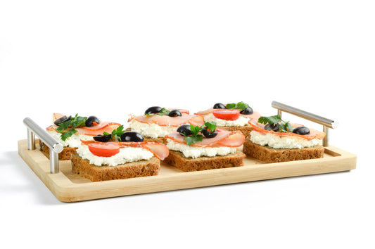 Serviertablett mit Edelstahlgriffen Tablett Frühstückstablett Servierplatte