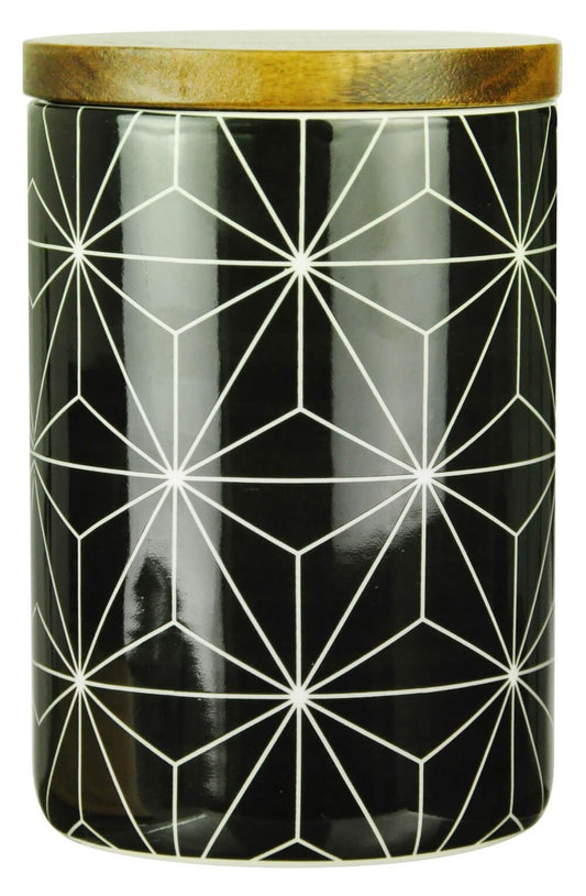 Vorratsdose 800ml mit Holzdeckel Gummidichtung Porzellan Vorratsbehälter Dose #2