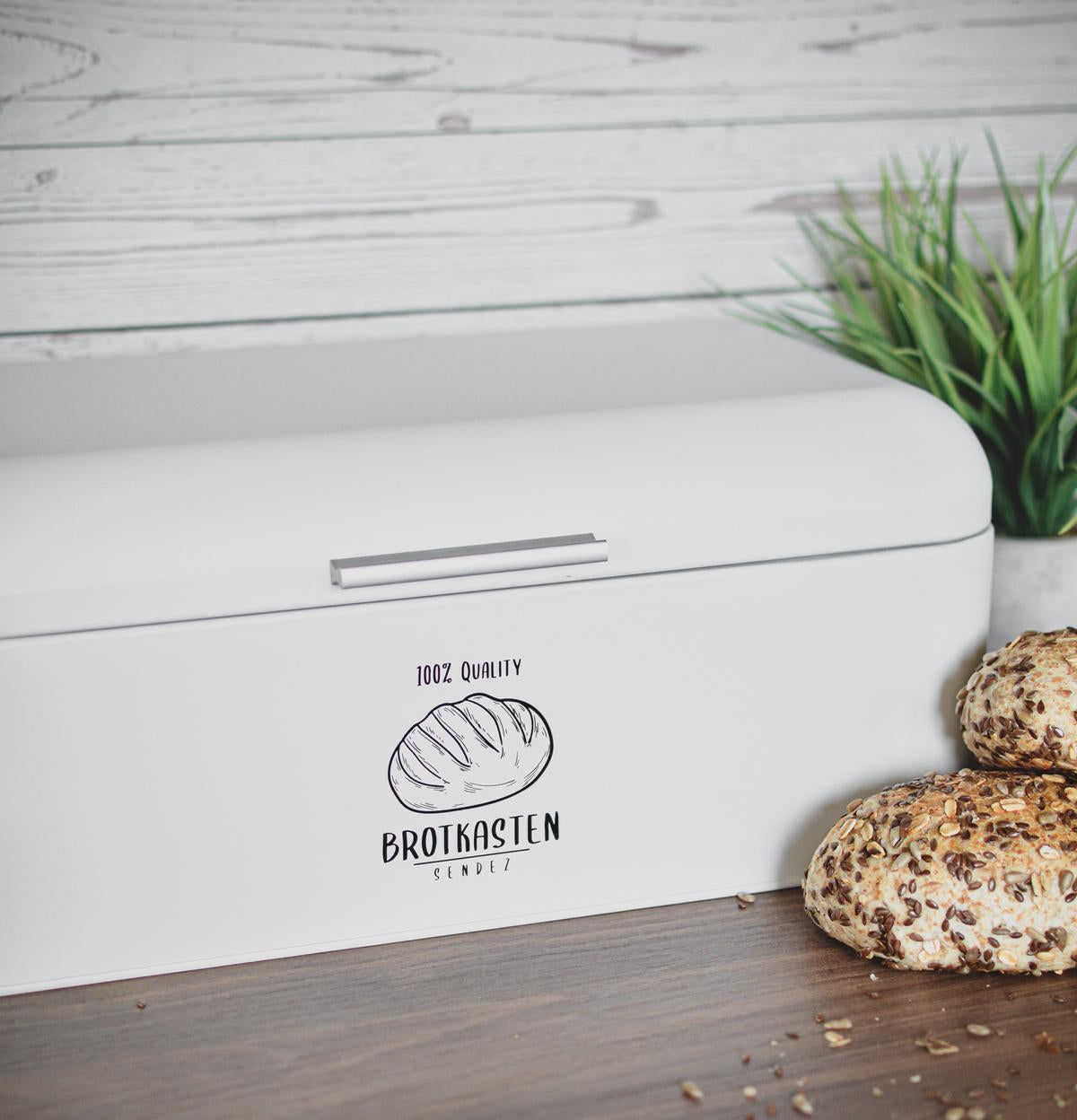 Großer Brotkasten aus Metall im Retro Look Rollbrotkasten Brotbehälter Weiß
