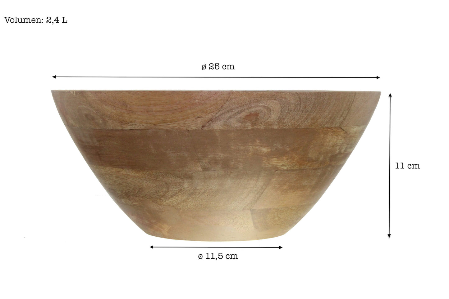 Schale aus Mangoholz mit Emaillebeschichtung in Natur/Gold Ø25cm Salatschüssel Schale Dekoschale