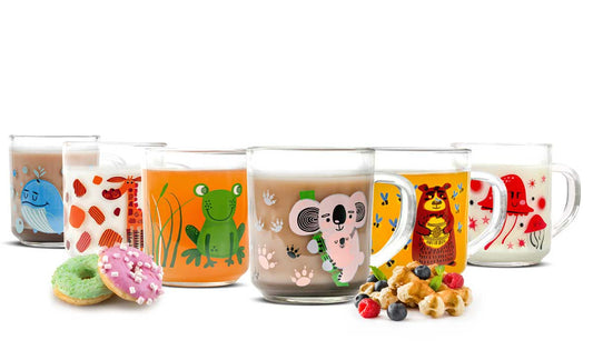 6 Tier-Motiv Kindertassen 230ml Teegläser Becher Kindergläser Teetassen Trinkgl