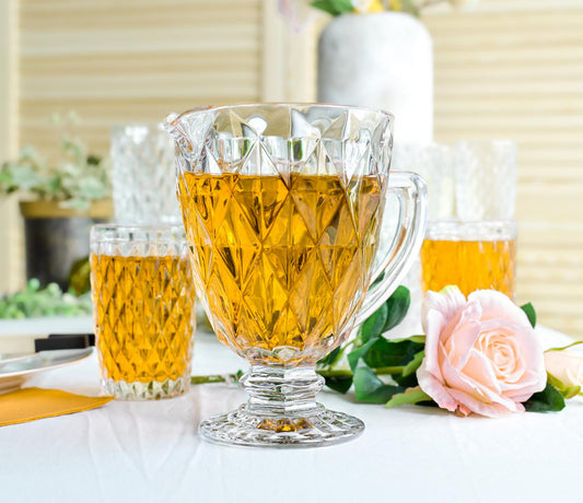 Wasserkrug 1 L mit Relief Glaskrug Glaskaraffe Karaffe Krug Saftkrug