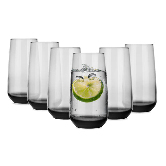 6 schwarze rauchfarbene Longdrinkgläser 430ml Longdrinkgläser Cocktailgläser Saftgläser