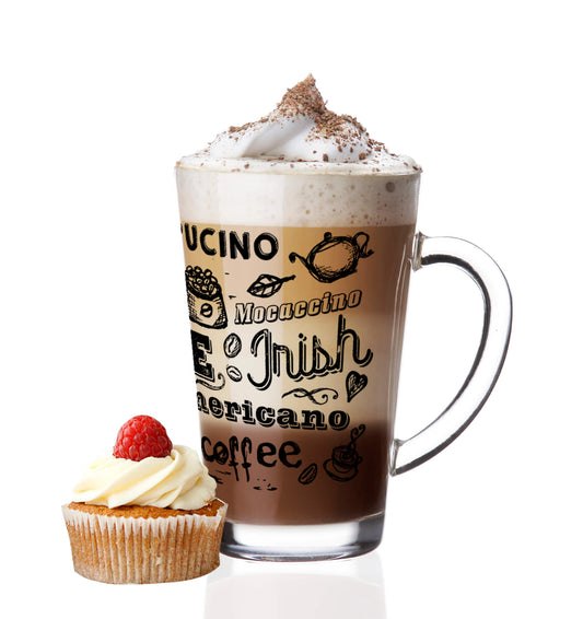 6 Latte Macchiato Gläser 300ml mit Kaffee-Aufdruck Teegläser Kaffeegläser