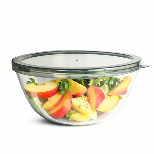 Glasschale mit Deckel groß 4,4L Salatschale Borosilikatglas Glasschüsse Schalel