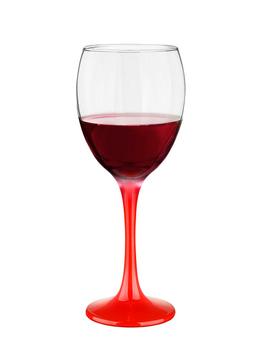 6 Weingläser 300ml mit rotem Stiel Weinglas Weißweingläser Rotweingläser Weinkelche