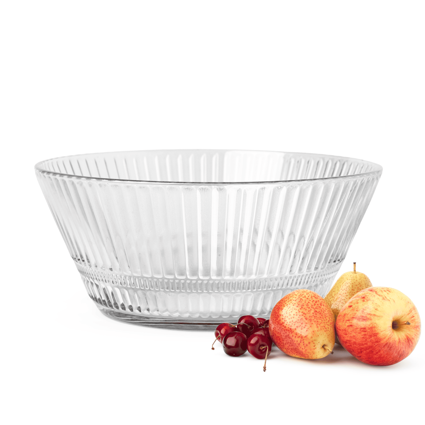 Glasschale 2,1 L mit Reliefstruktur konisch Servierschale Salatschüssel Salatschale Obstschale Dessertschale