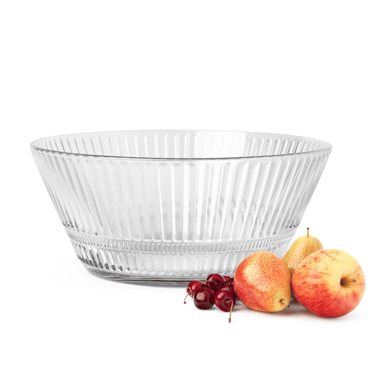 Glasschale 2,1 L mit Reliefstruktur konisch Servierschale Salatschüssel Salatschale Obstschale Dessertschale
