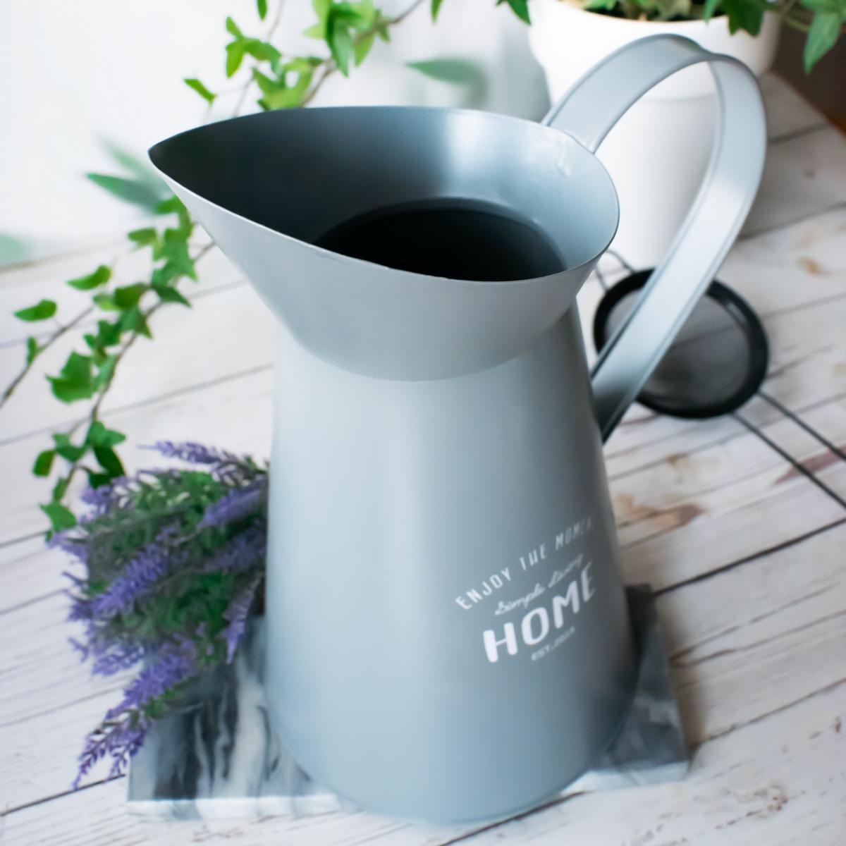 Gießkanne Grau aus Blech Wasserkanne Schnabelkanne Metallkanne Garten