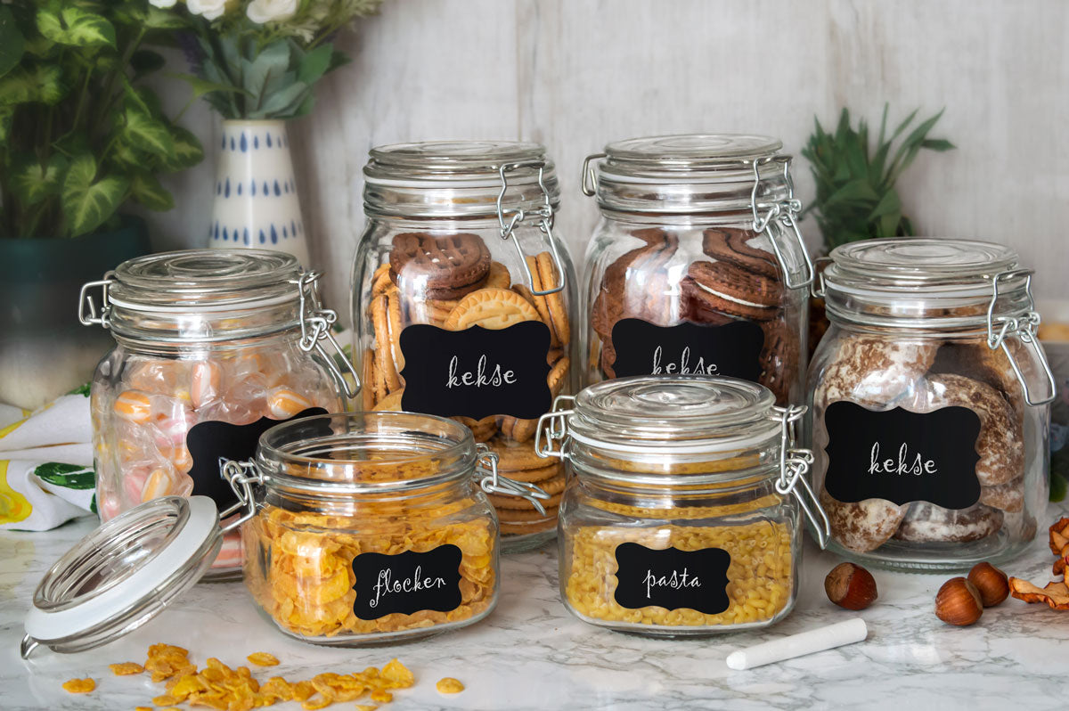 6tlg Set Einmachgläser 2x1,5L 2x750ml 2x500ml mit Bügelverschluss Tafelfeld Einmachglas Vorratsglas