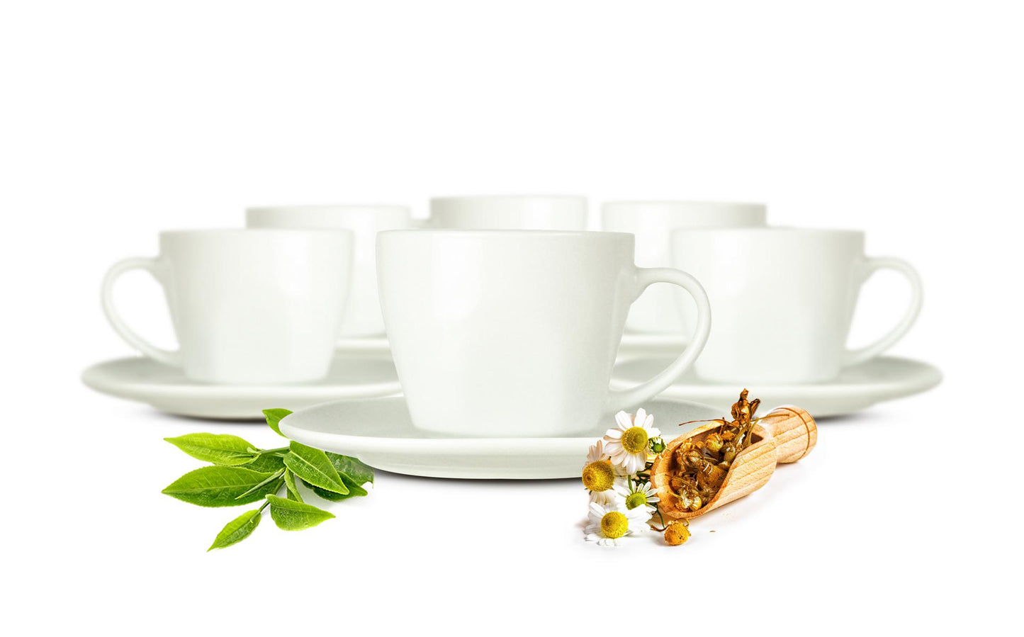6 Cappuccino Tassen 210ml mit Unterteller aus Porzellan Kaffeetassen Teetassen