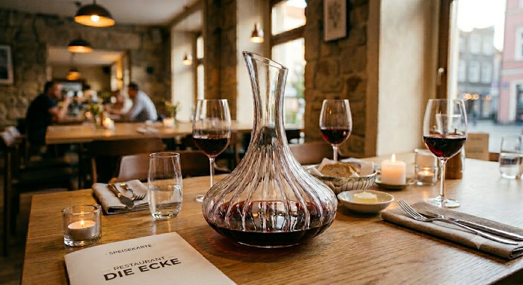 Weinkaraffe Geriffelt 1,2 L Eleganter Wein Dekanter aus Glas mit Rillenstruktur – Weitbauchige Glaskaraffe für Rotwein, Weißwein, Wasser & Saft – Stilvolle Weinkanne