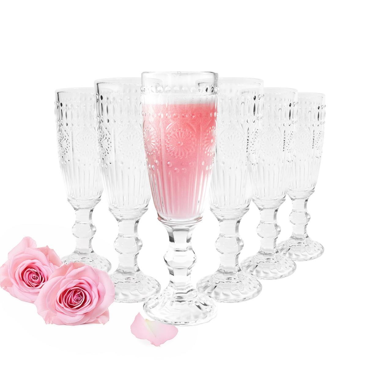 6 Sektgläser 160ml auf Fuß Sonne Sektkelche Champagner Prosecco Sektglas Proseccoglas