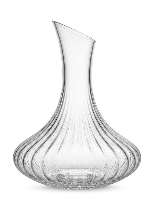 Weinkaraffe Geriffelt 1,2 L Eleganter Wein Dekanter aus Glas mit Rillenstruktur – Weitbauchige Glaskaraffe für Rotwein, Weißwein, Wasser & Saft – Stilvolle Weinkanne