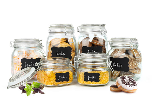 6tlg Set Einmachgläser 2x1,5L 2x750ml 2x500ml mit Bügelverschluss Tafelfeld Einmachglas Vorratsglas