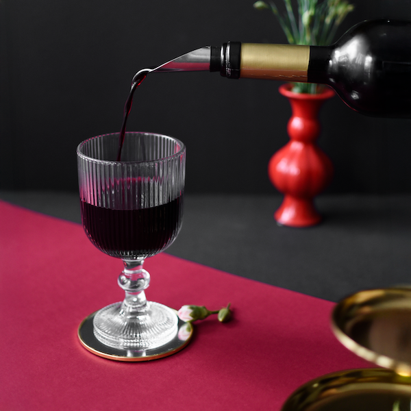 6 gerillte Weingläser aus Glas 370 ml Weinglas Set für Rotwein und Weißwein elegantes Design spülmaschinengeeignet