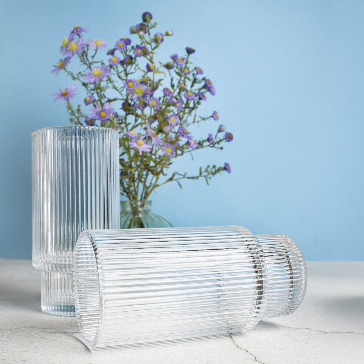 6 Stapelbare Cocktailgläser 330ml Geriffelte Saftgläser Wasserglas