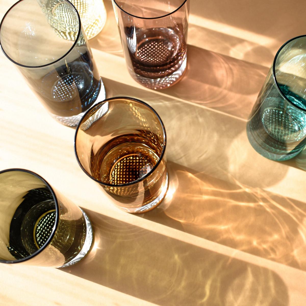 6er Set Longdrinkgläser farbig Cocktailgläser bunt Trinkgläser modern 300 ml Longdrink Gläser für Cocktails Saft und Getränke
