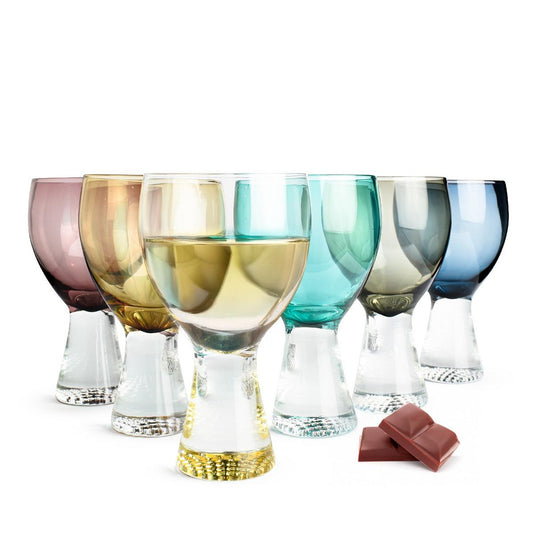 6 bunte Weingläser 300ml auf Fuß Rotweingläser Weißweingläser Cocktailgläser