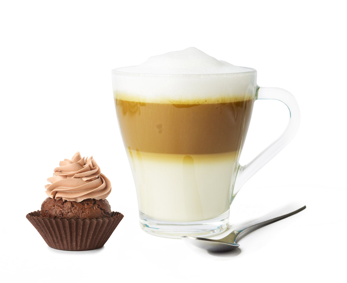 6 Cappuccino-Gläser 250ml mit Henkel und 6 Edelstahl-Löffeln, Kaffee-/ Teegläser