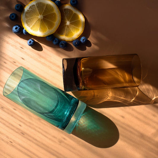 6er Set Longdrinkgläser farbig Cocktailgläser bunt Trinkgläser modern 300 ml Longdrink Gläser für Cocktails Saft und Getränke