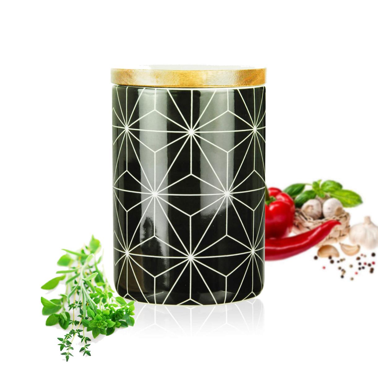Pot de stockage 800ml avec couvercle en bois, récipient de stockage en porcelaine avec joint en caoutchouc, boîte #2
