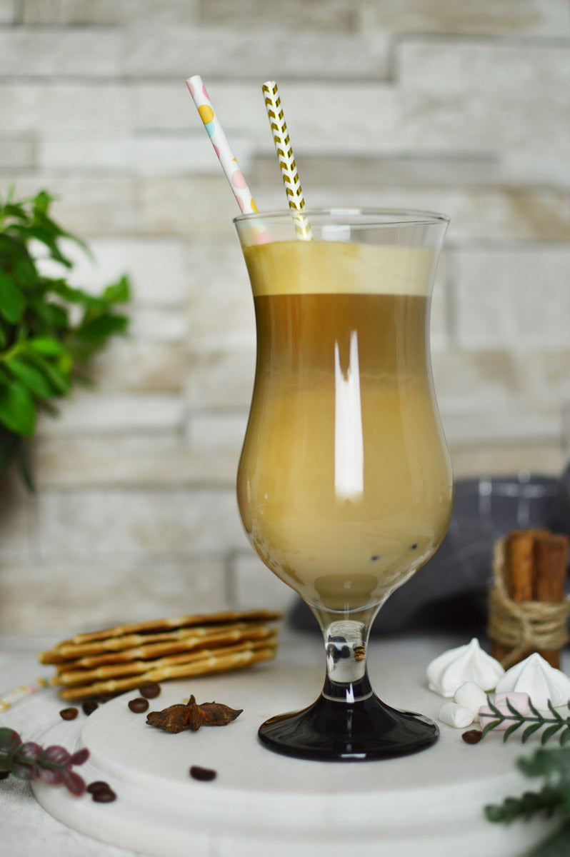 6 Stück Cocktailgläser 480ml mit schwarz handbemaltem Fuß Longdrink Trinkglas