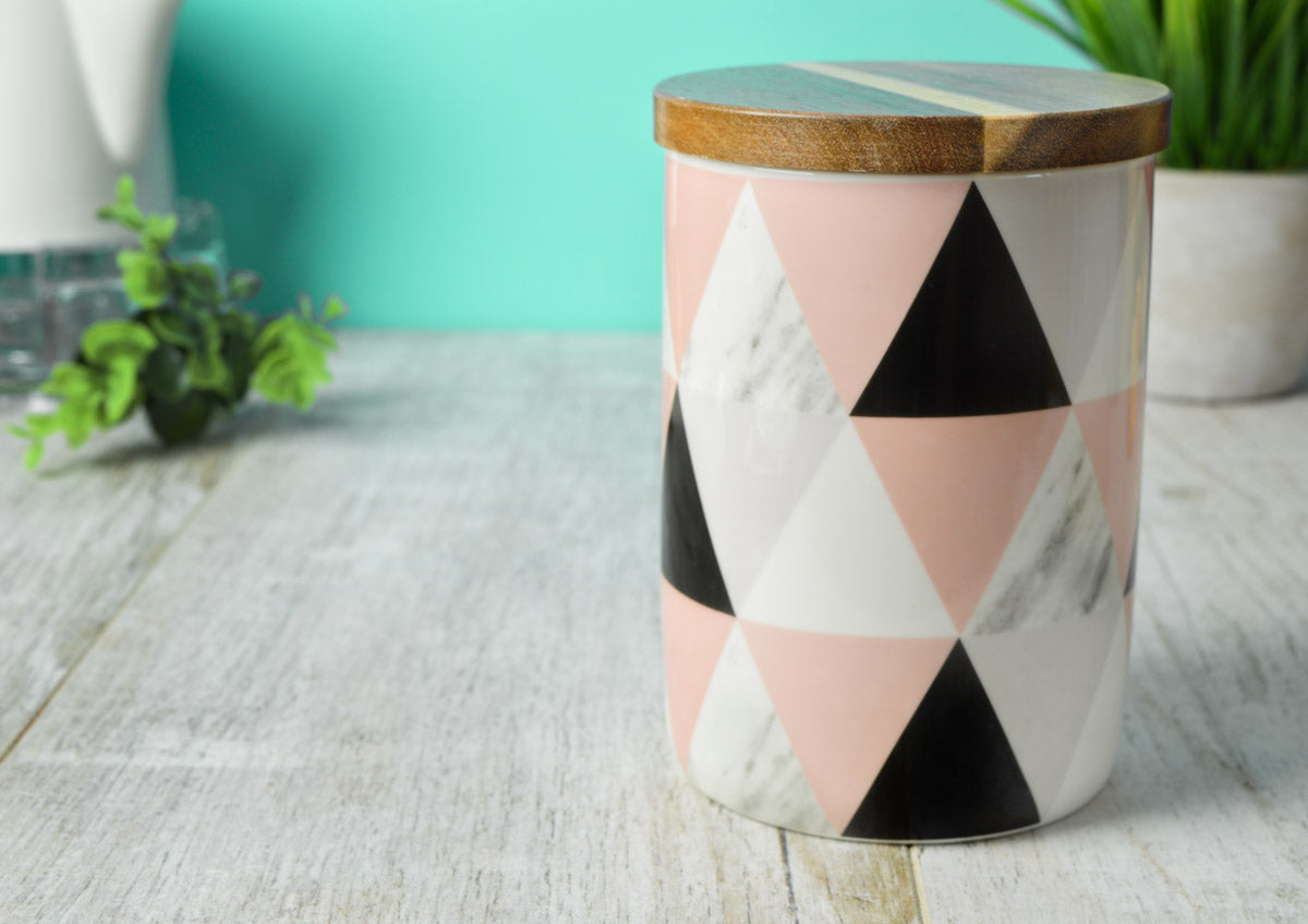 Storage jar 800ml with wooden lid rubber seal porcelain storage container can #6