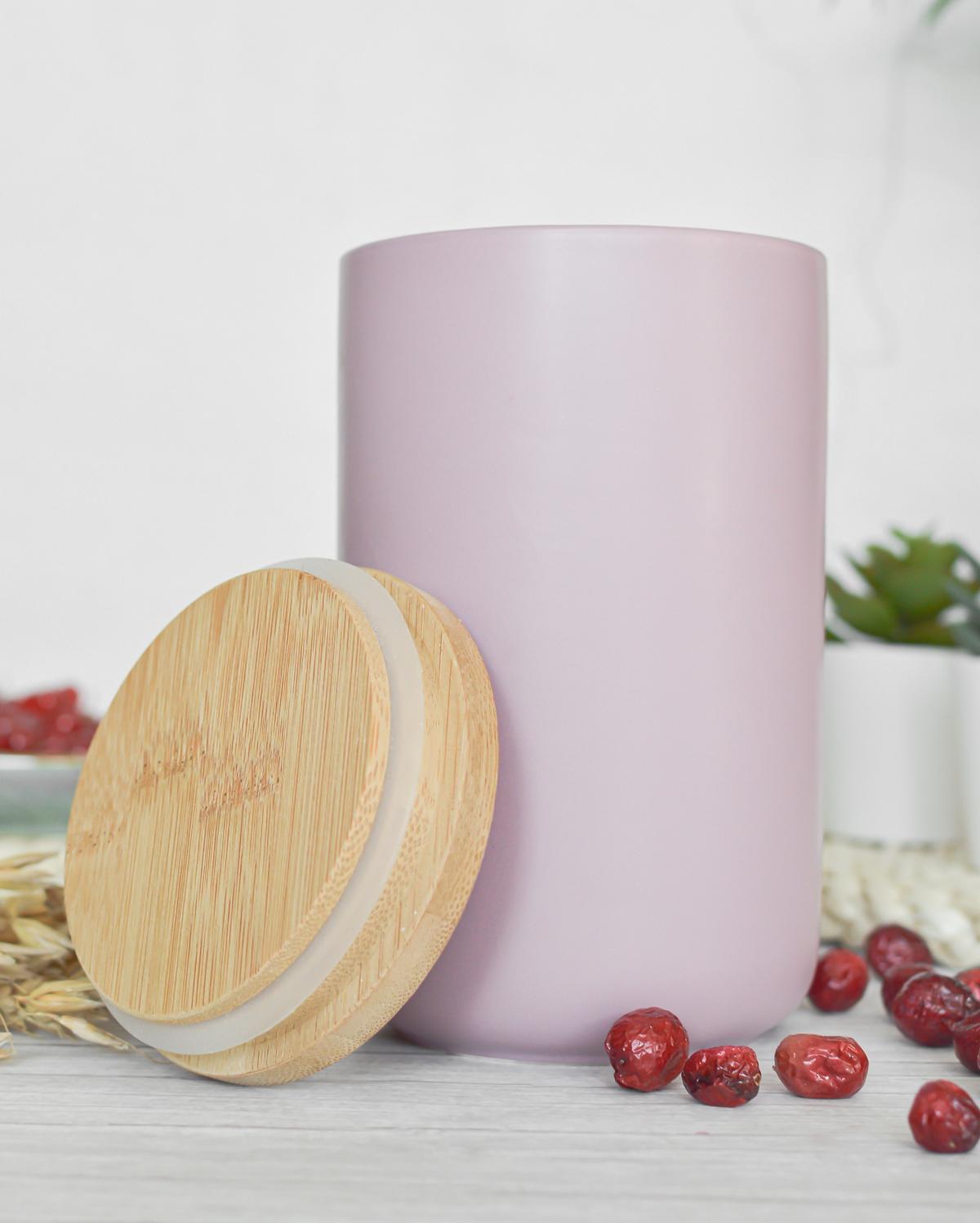 Vorratsdose Rosa aus Porzellan mit Bambusdeckel  Vorratsbehälter Dose Vorratsglas Aufbewahrungsdose
