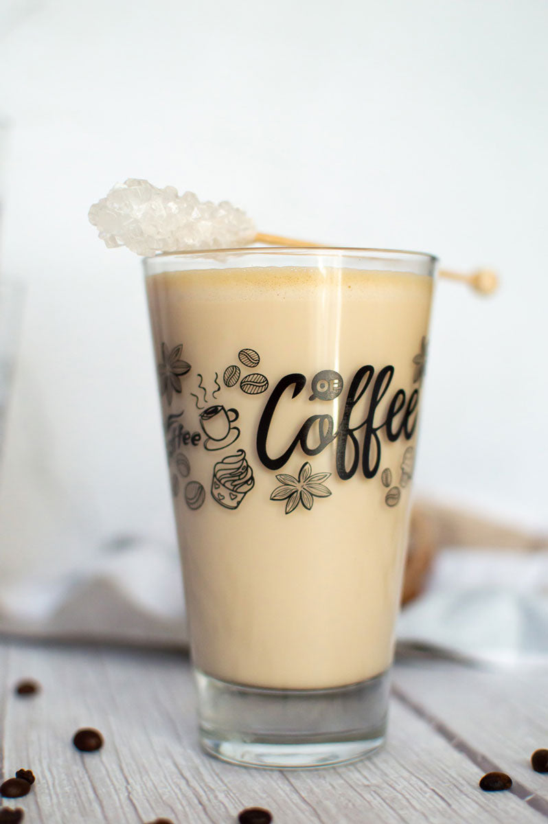 6 Latte Macchiato Gläser 310ml Kaffeegläser Teeggläser Teegläser mit schwarzem Kaffee-Aufdruck