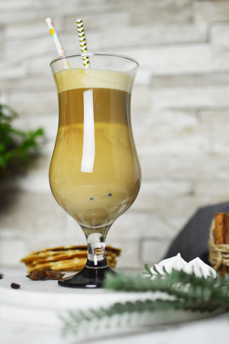 6 Stück Cocktailgläser 480ml mit schwarz handbemaltem Fuß Longdrink Trinkglas