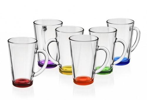 6 Latte Macchiato Gläser 300ml mit Henkel + 6 Löffel Kaffeegläser Teegläser