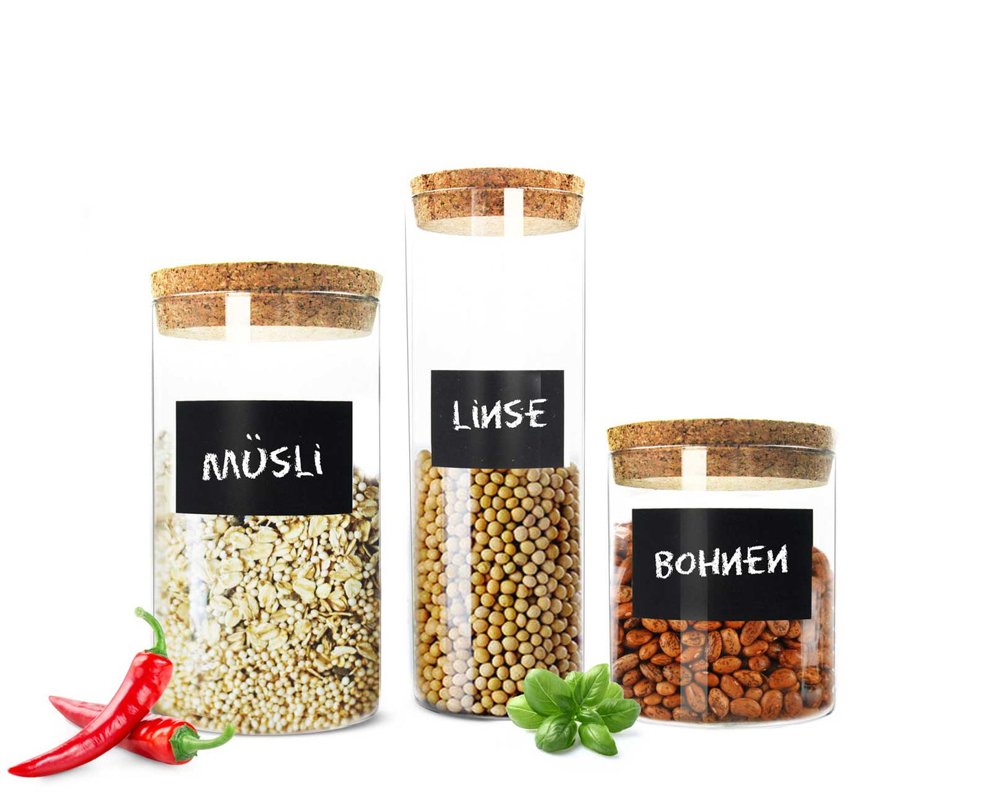 3 storage jars with lids and stickers glass container storage jar