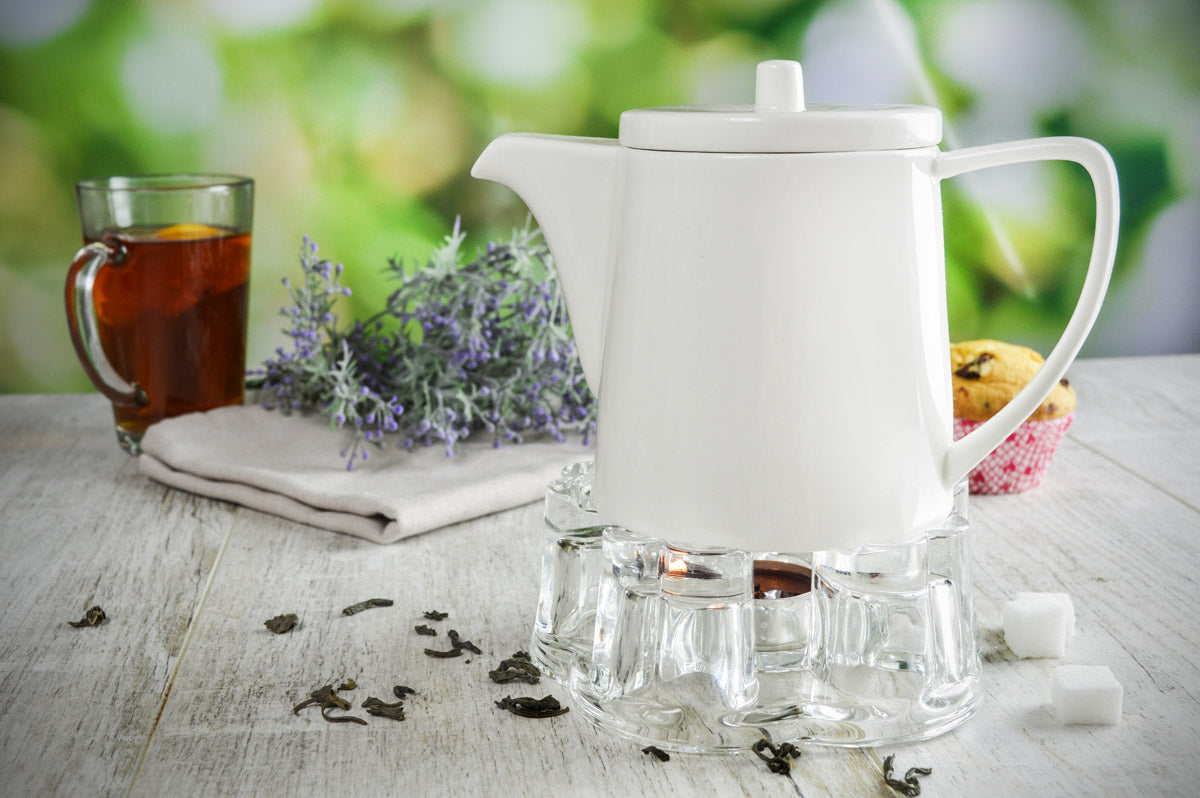 Teekanne aus Porzellan mit Stövchen Kaffeekanne Teebereiter Porzellankanne Kanne