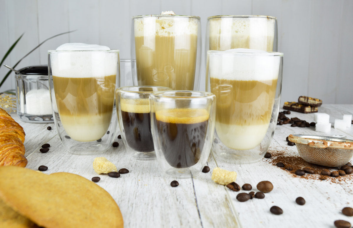 6 Doppelwandige Gläser 2x450 2x200 2x90ml Kaffeegläser Thermogläser Set