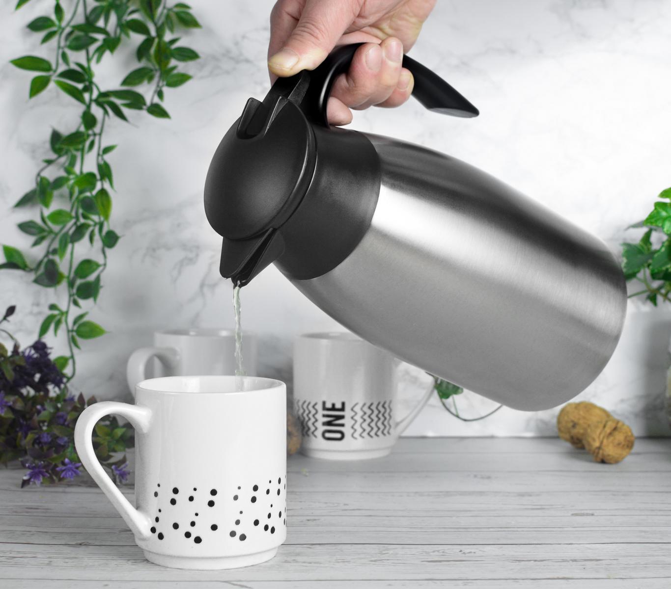 Thermoskanne 2L Edelstahl Isolierkanne Kaffeekanne Thermosflasche Teekanne