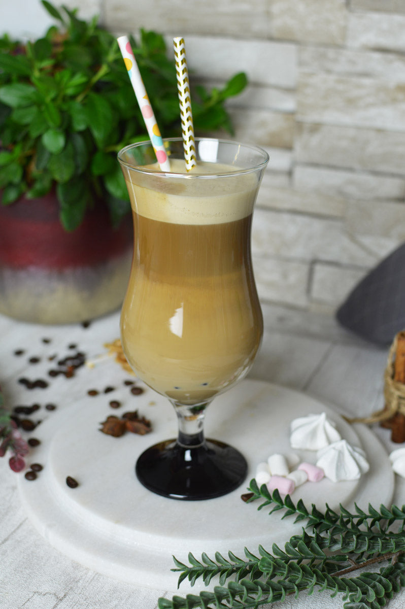 6 Stück Cocktailgläser 480ml mit schwarz handbemaltem Fuß Longdrink Trinkglas
