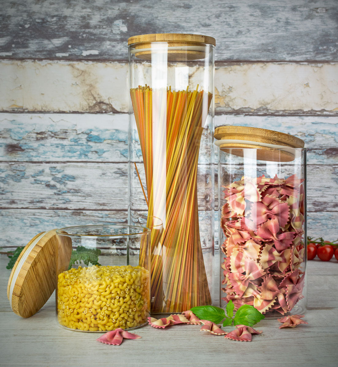 Set of 3 storage containers with lids, storage containers, storage jars, storage jars