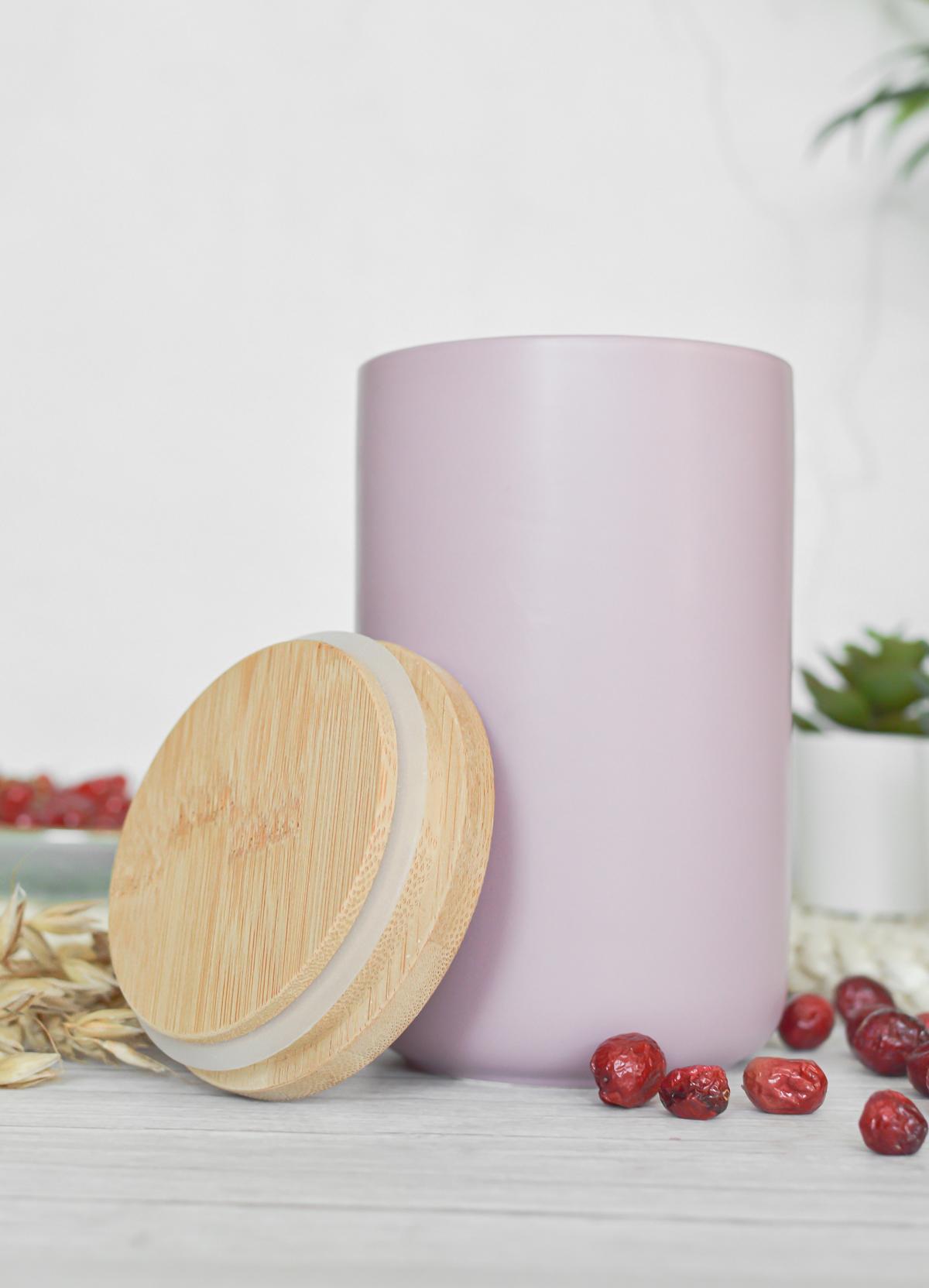 Vorratsdose Rosa aus Porzellan mit Bambusdeckel  Vorratsbehälter Dose Vorratsglas Aufbewahrungsdose