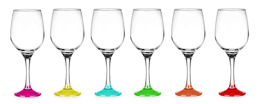 6 Weingläser 250ml mit bunten Füßen Weinglas Gläserset Rotweingläser Weinkelche