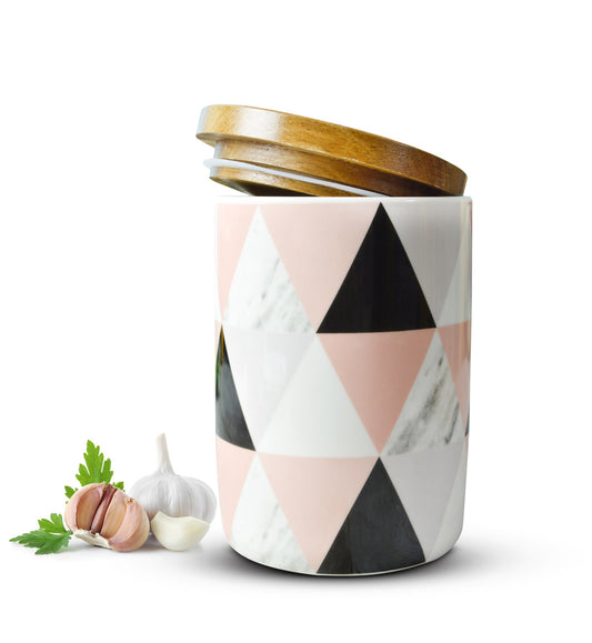 Vorratsdose 800ml mit Holzdeckel Gummidichtung Porzellan Vorratsbehälter Dose #6