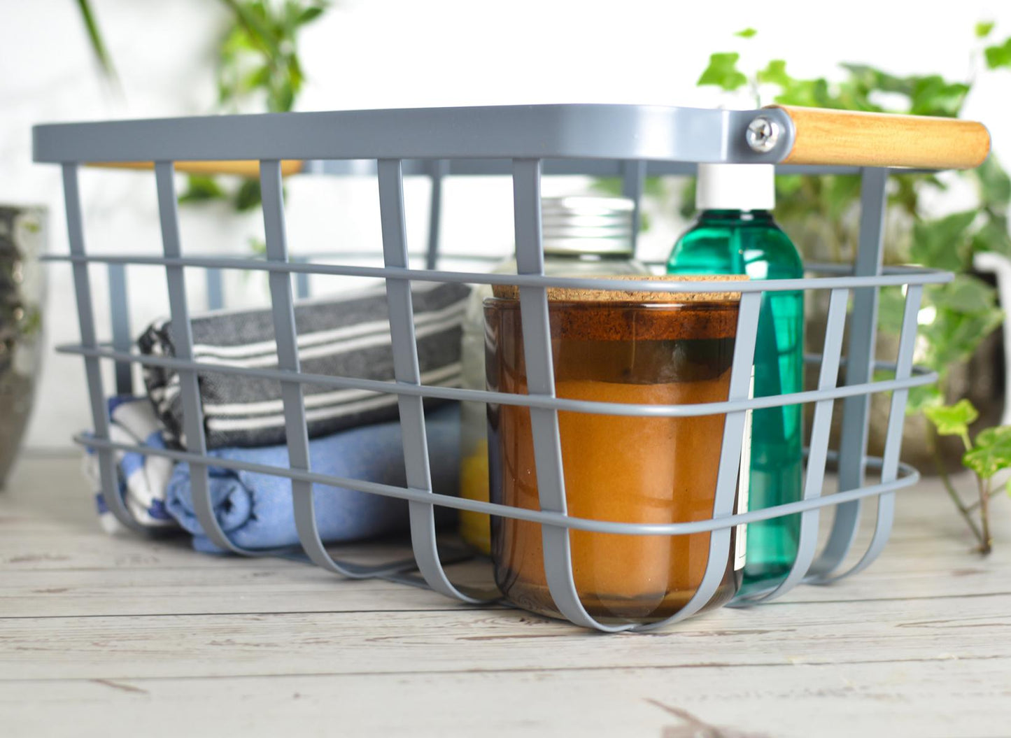 Storage basket made of metal, wire basket, mesh basket, metal basket, all-purpose basket, laundry basket, grey