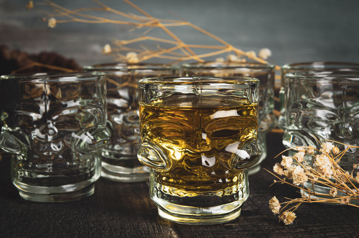 Schnapsgläser in Totenkopf Shotgläser Schädel Schnaps Shots Stamper Vodkagläser