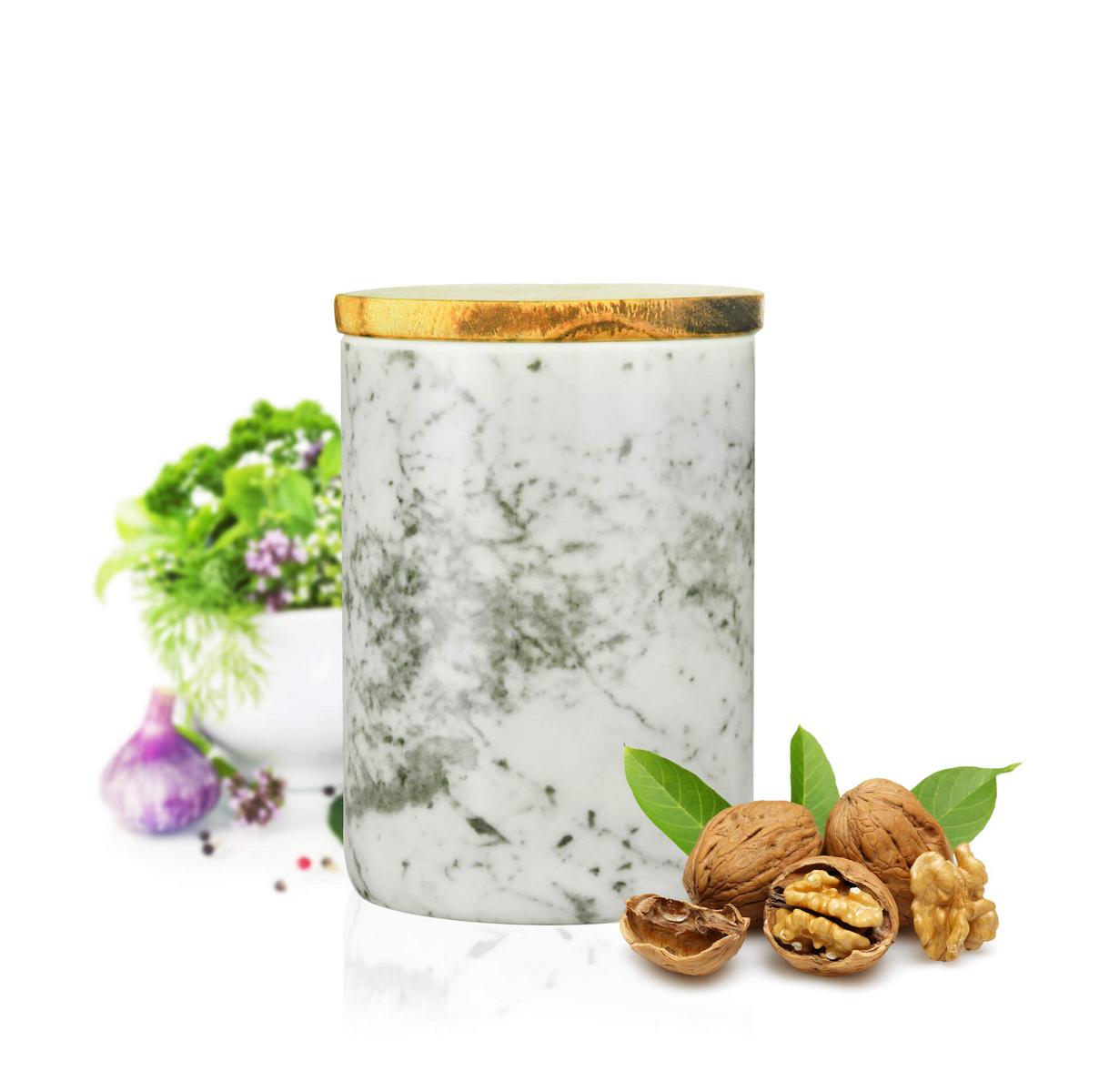 Vorratsdose 800ml mit Holzdeckel Gummidichtung Porzellan Vorratsbehälter Dose #3