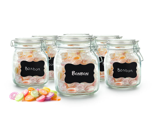 6 Einmachgläser 1000ml Bügelverschluss 10 Etiketten Stift 6x Dichtung Vorratsglas Vorratsdose