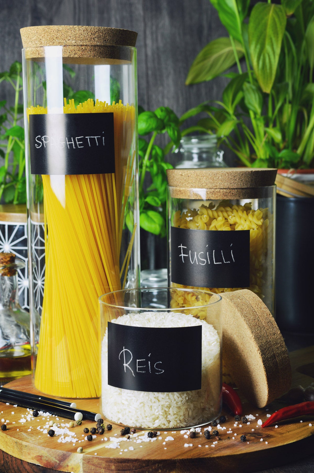 3 storage jars with lids and stickers glass container storage jar