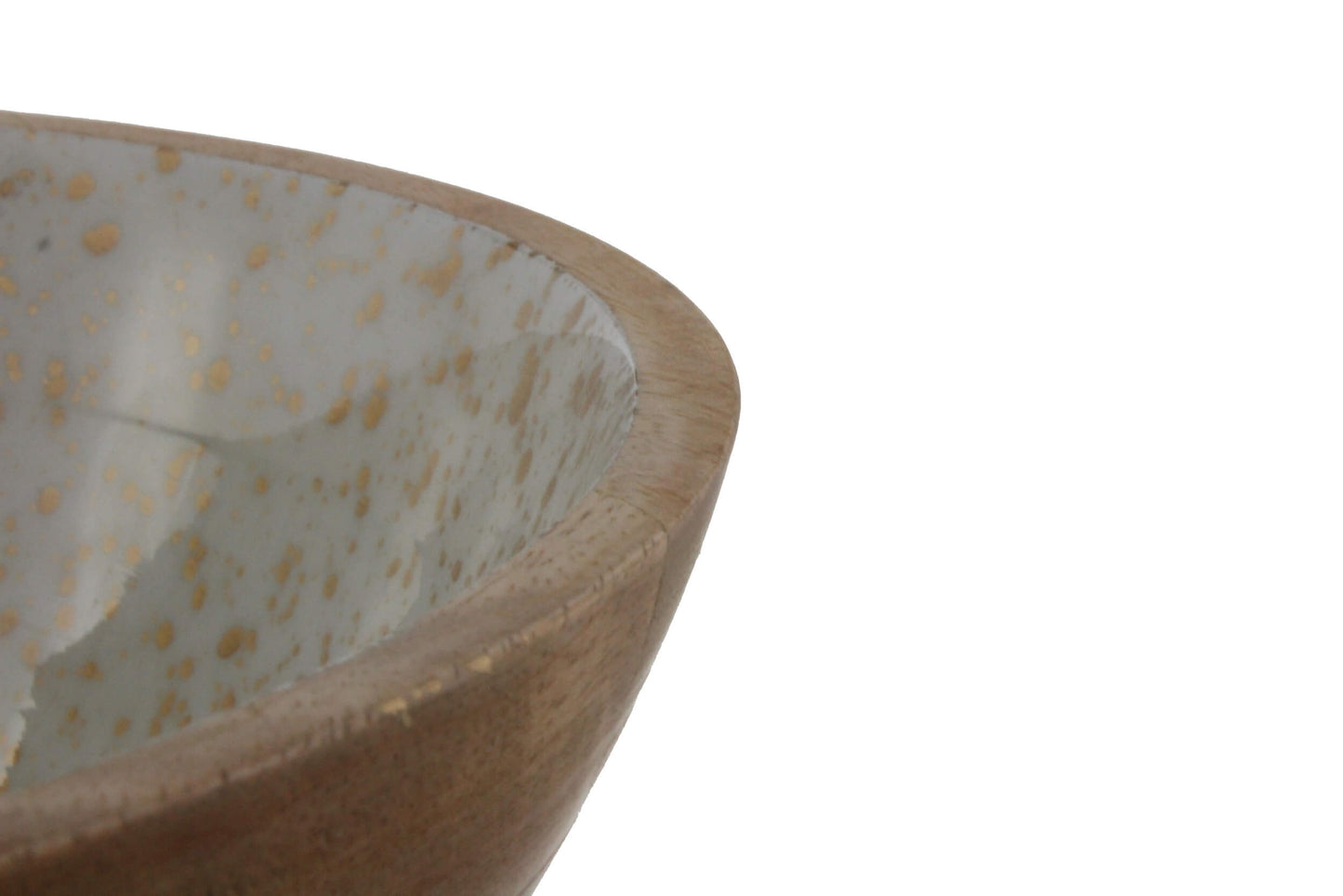 Schale aus Mangoholz mit Emaillebeschichtung in Natur/Gold Ø25cm Salatschüssel Schale Dekoschale