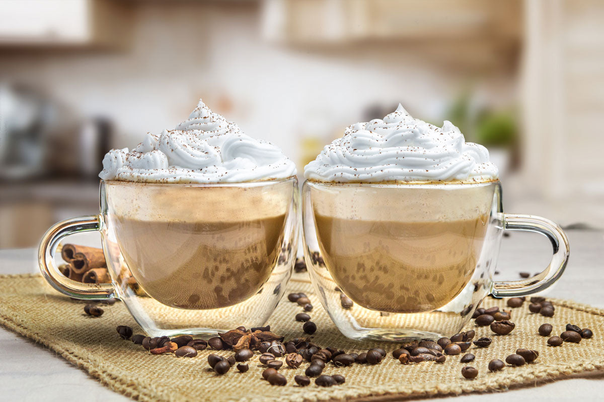 4 Doppelwandige Cappuccino Tassen mit Henkel 300ml Kaffeegläser Teegläser